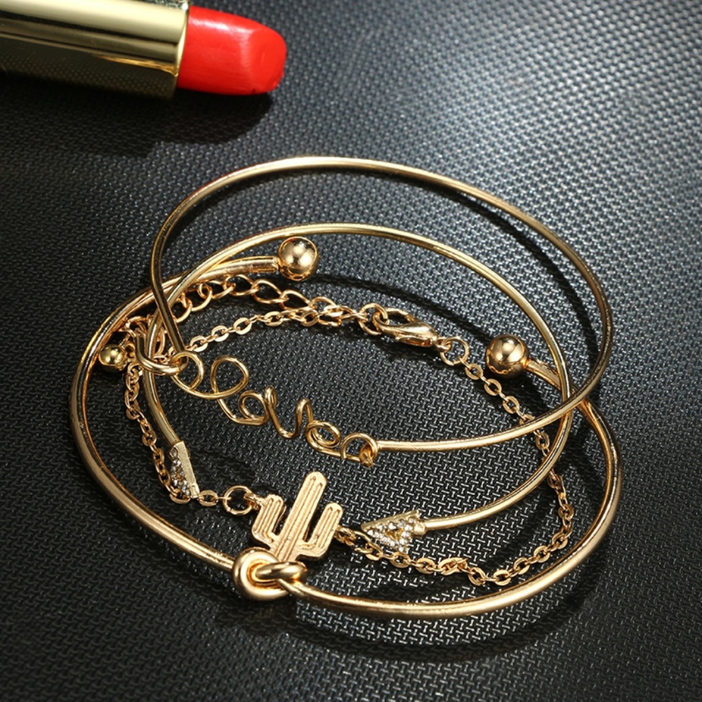 LAST SET!!! GOLD Tone 4 Set Boho Cactus Love Knot - Picture 7 of 7